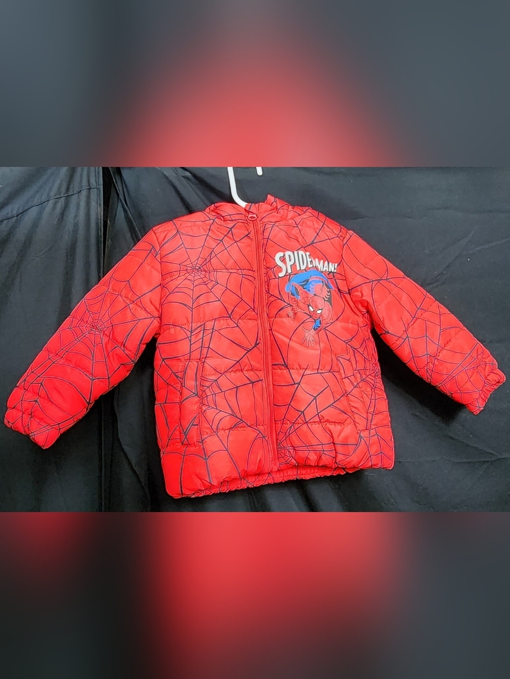 Marvel Red Spider-Man Quilted Jacket with Web Print